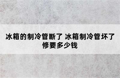 冰箱的制冷管断了 冰箱制冷管坏了修要多少钱